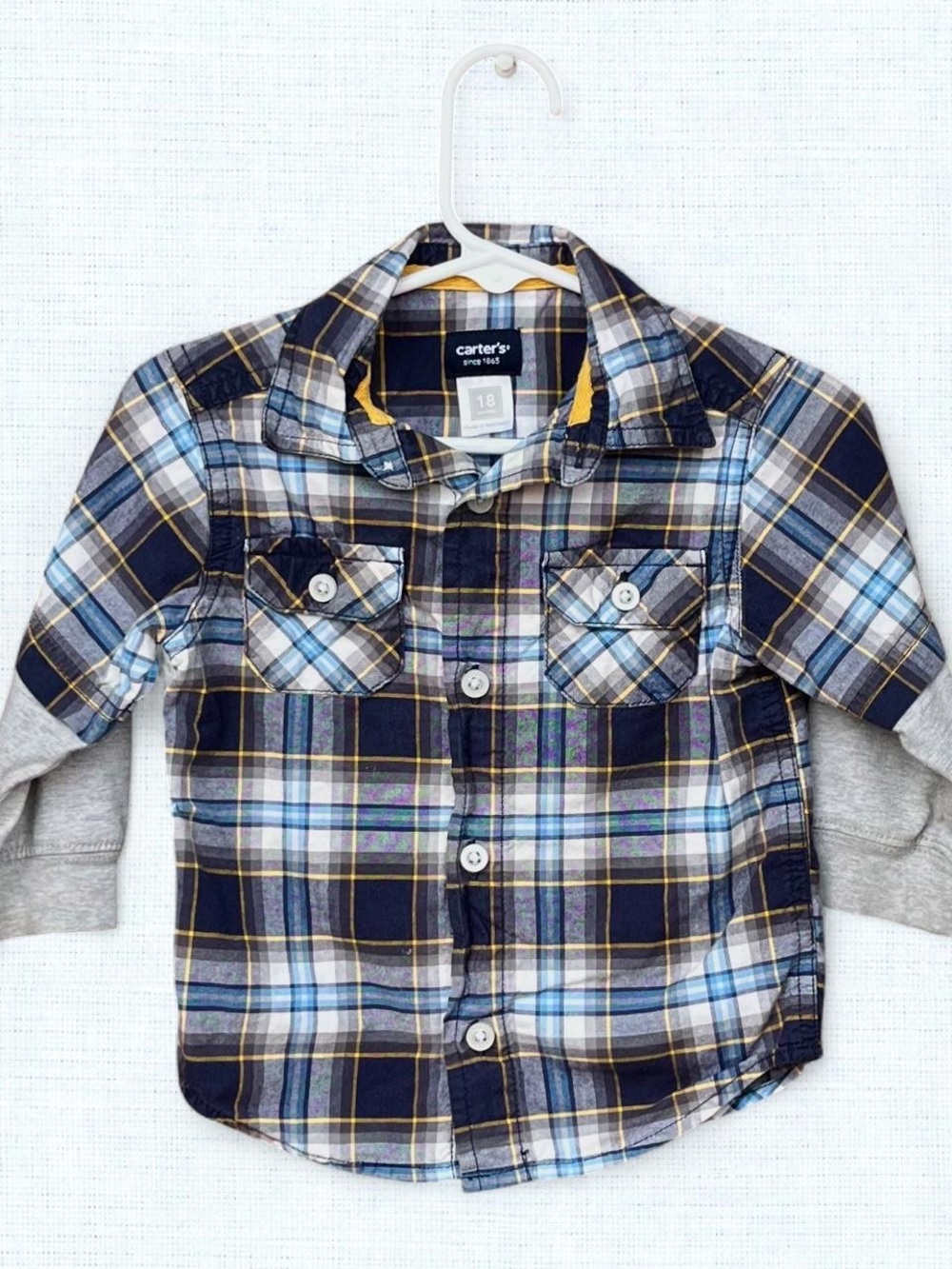 Carter's Navy, Blue & Gray Plaid Button-Front Shirt